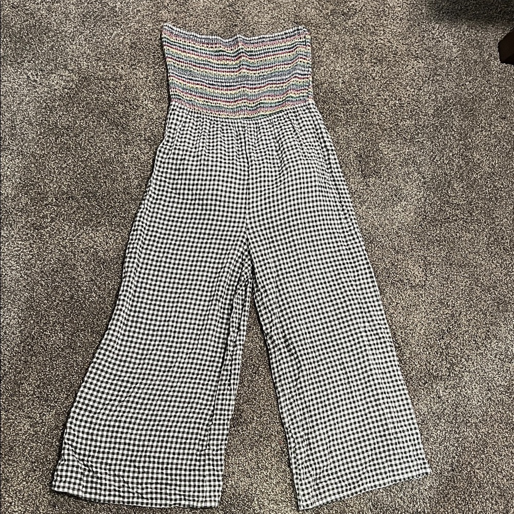 Hem & Thread Multicolor and Black Gingham Jumpsuit